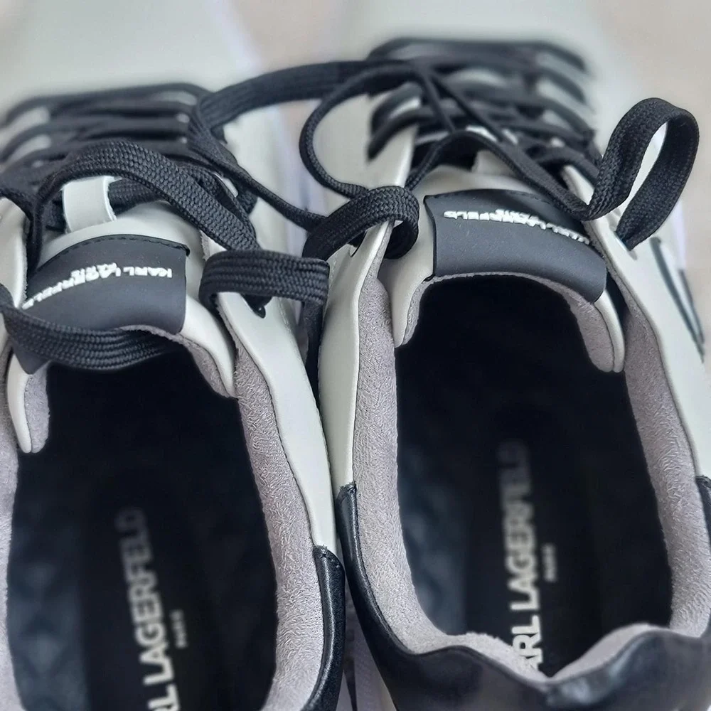 karl lagerfeld paris sneakers size 11 🤍 black / cream‎ minimalist low top